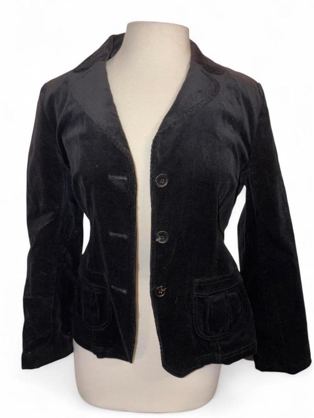 Susan Lewis Black Velvet-Soft Corduroy Blazer Jacket